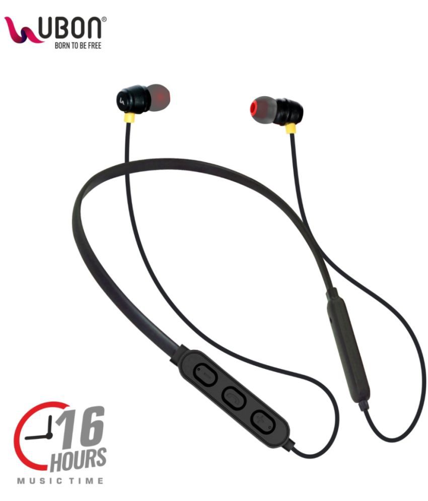     			UBON CL 125 Bluetooth Bluetooth Neckband On Ear 16 Hours Playback Active Noise cancellation IPX4(Splash & Sweat Proof) Black