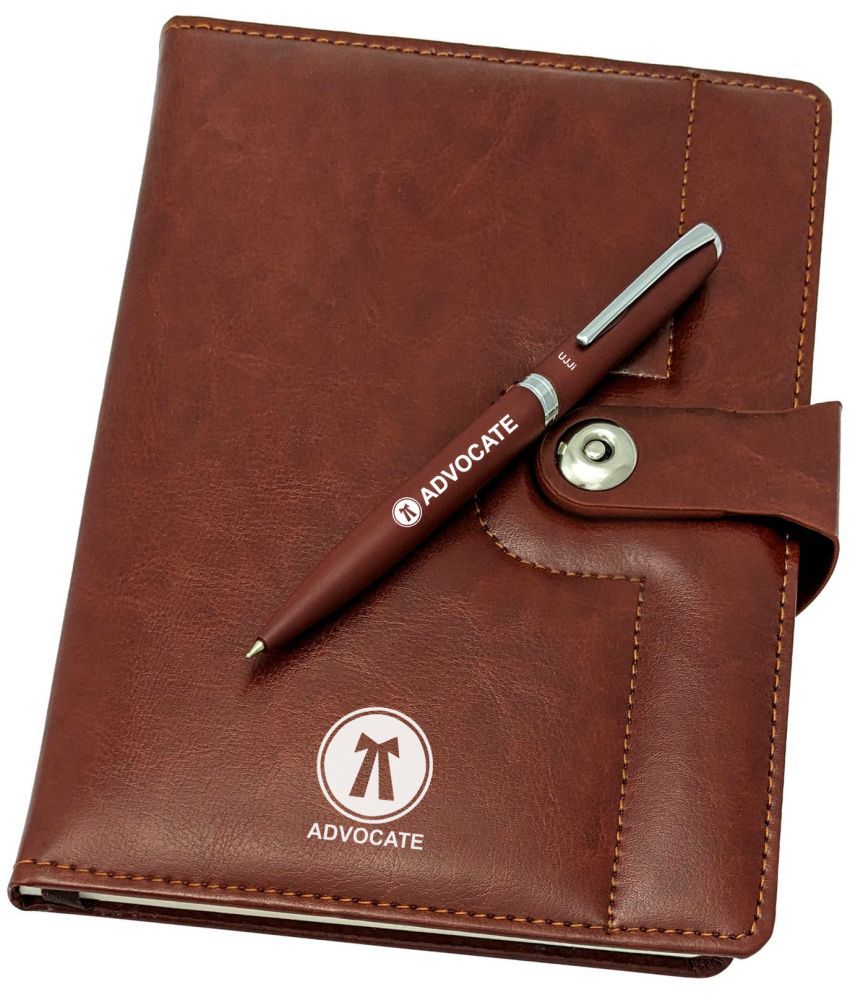     			UJJi Advocate Logo Brown Color Metal Pen with Notebook Combo
