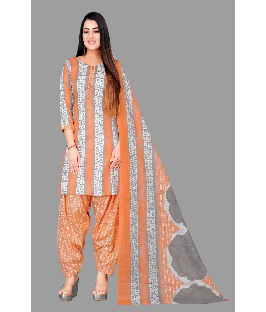     			WOW ETHNIC Unstitched Cotton Printed Dress Material - Orange ( Pack of 1 )