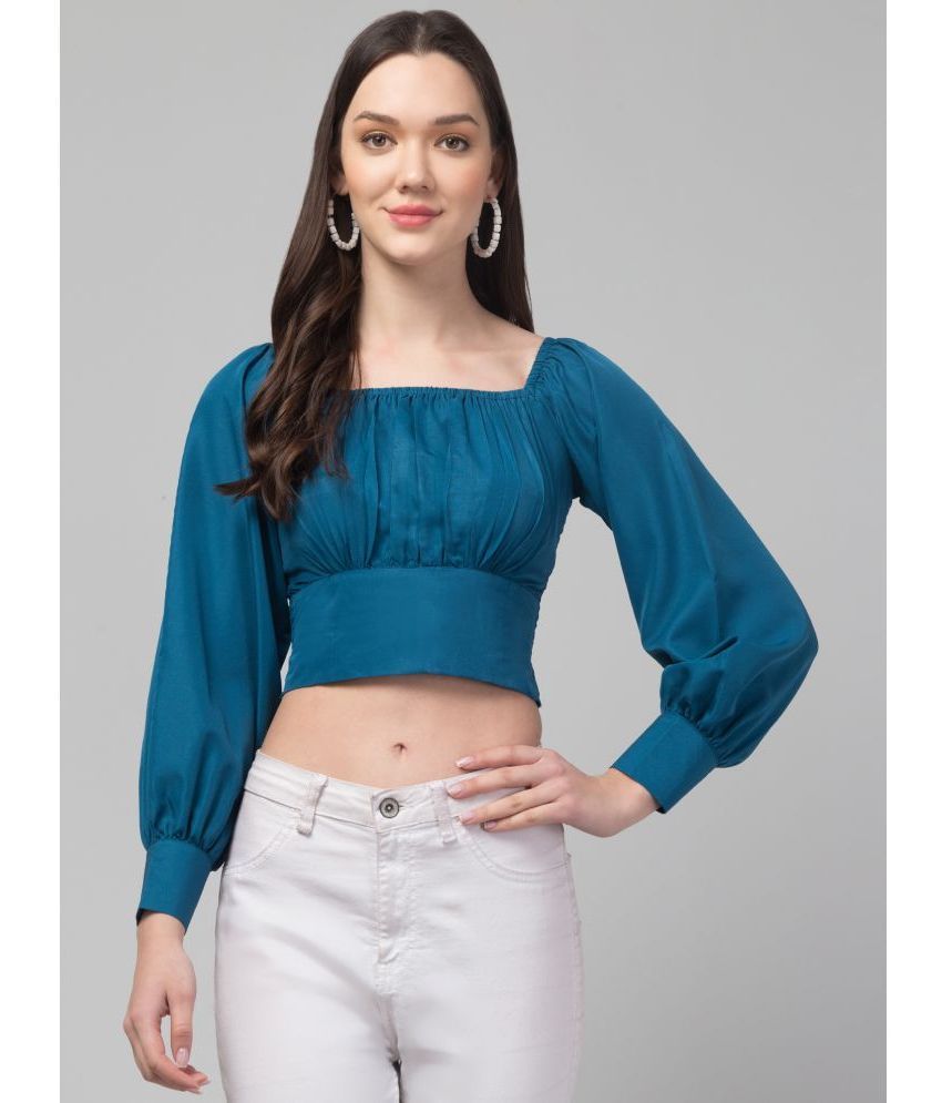     			Culpi Turquoise Crepe Women's Crop Top ( Pack of 1 )