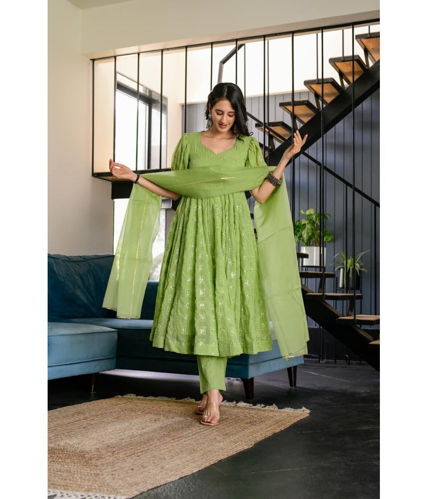     			Estela Georgette Embroidered Kurti With Pants Women's Stitched Salwar Suit - Mint Green ( Pack of 1 )