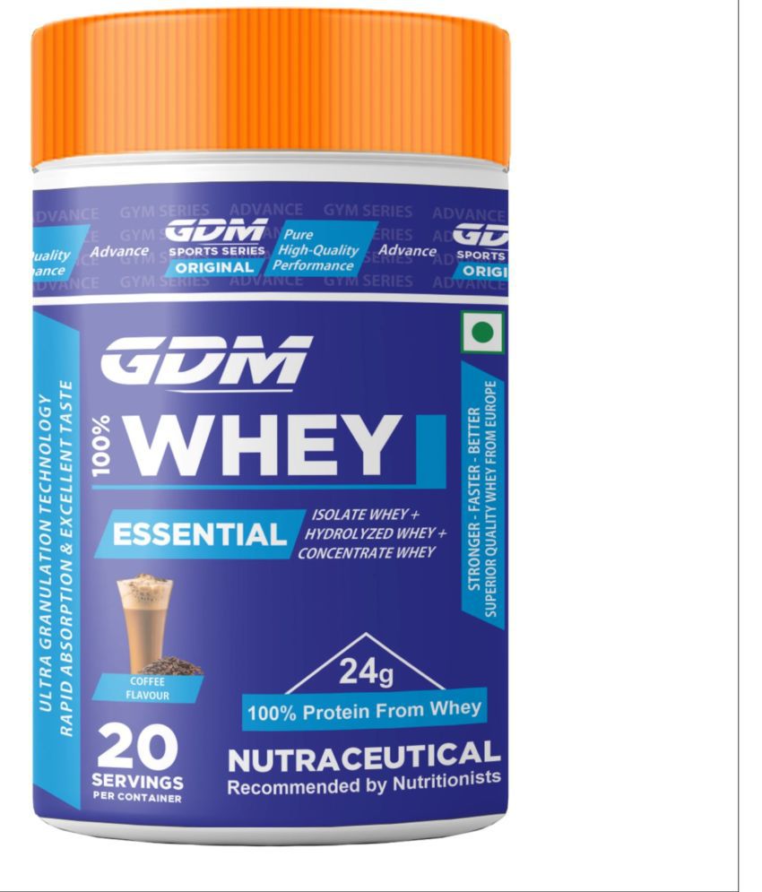     			GDM NUTRACEUTICALS LLP Essential Whey Protein Powder ( 608 gm , Coffee - Flavour )