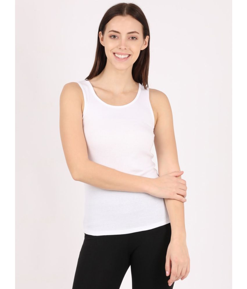     			Jockey A113 Women's Super Combed Cotton Rib Fabric Slim Fit Solid Tank Top - White