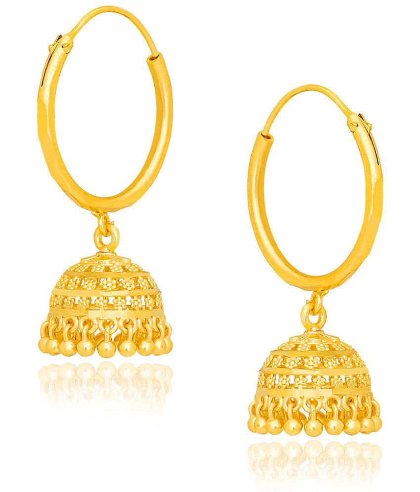     			LUV FASHION Golden Hoops Earrings ( Pack of 1 )