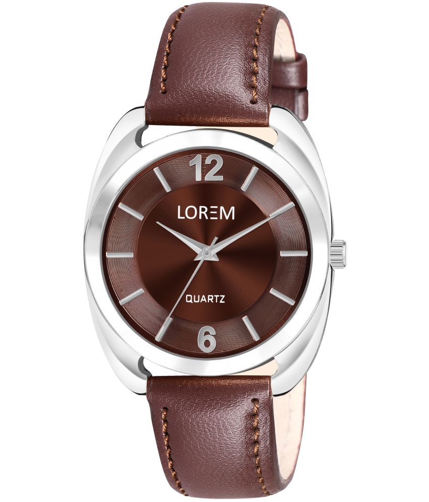     			Lorem Brown Leather Analog Womens Watch