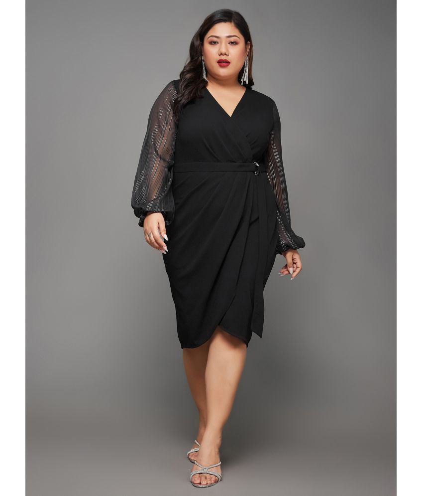     			Miss Chase A+ Polyester Solid Knee Length Women's Fit & Flare Dress - Black ( Pack of 1 )