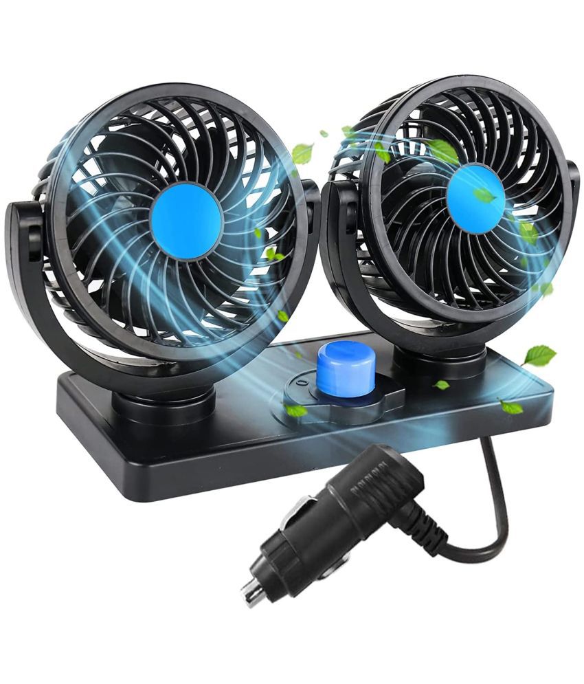     			Portable Cooling Fan with 2 Speed Modes 360 Degree Rotatable Dual Head.