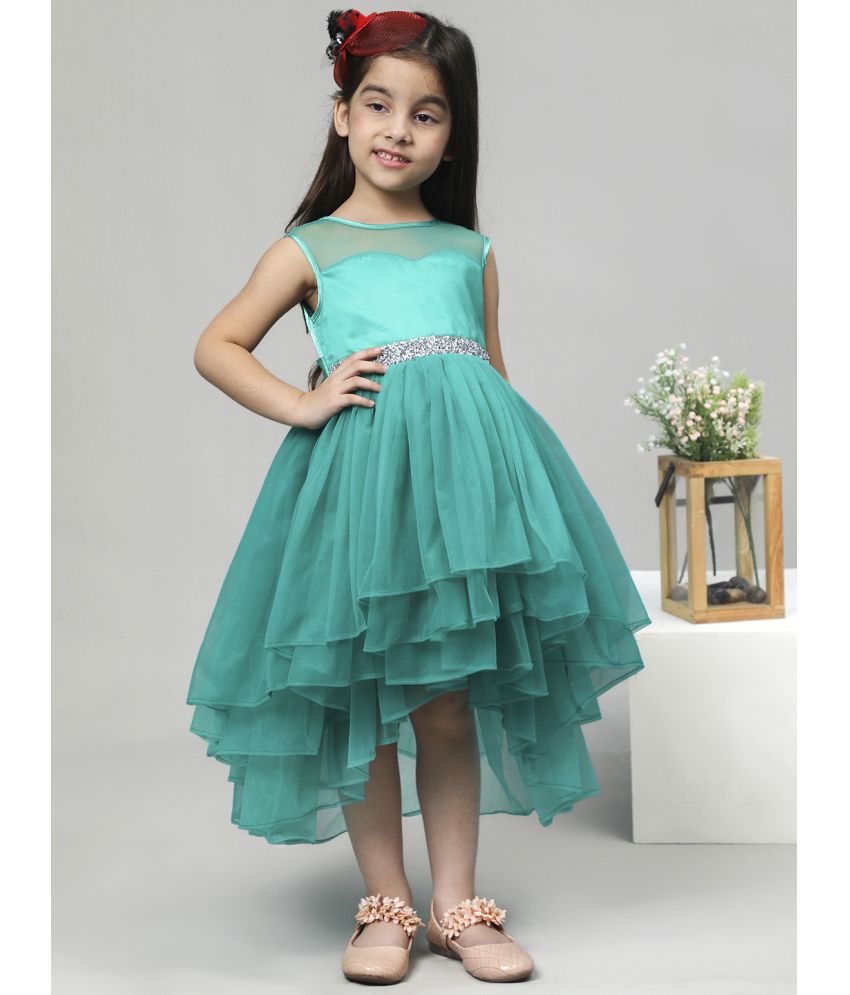     			Toy Balloon Kids Green Net Girls Asymmetric Dress ( Pack of 1 )