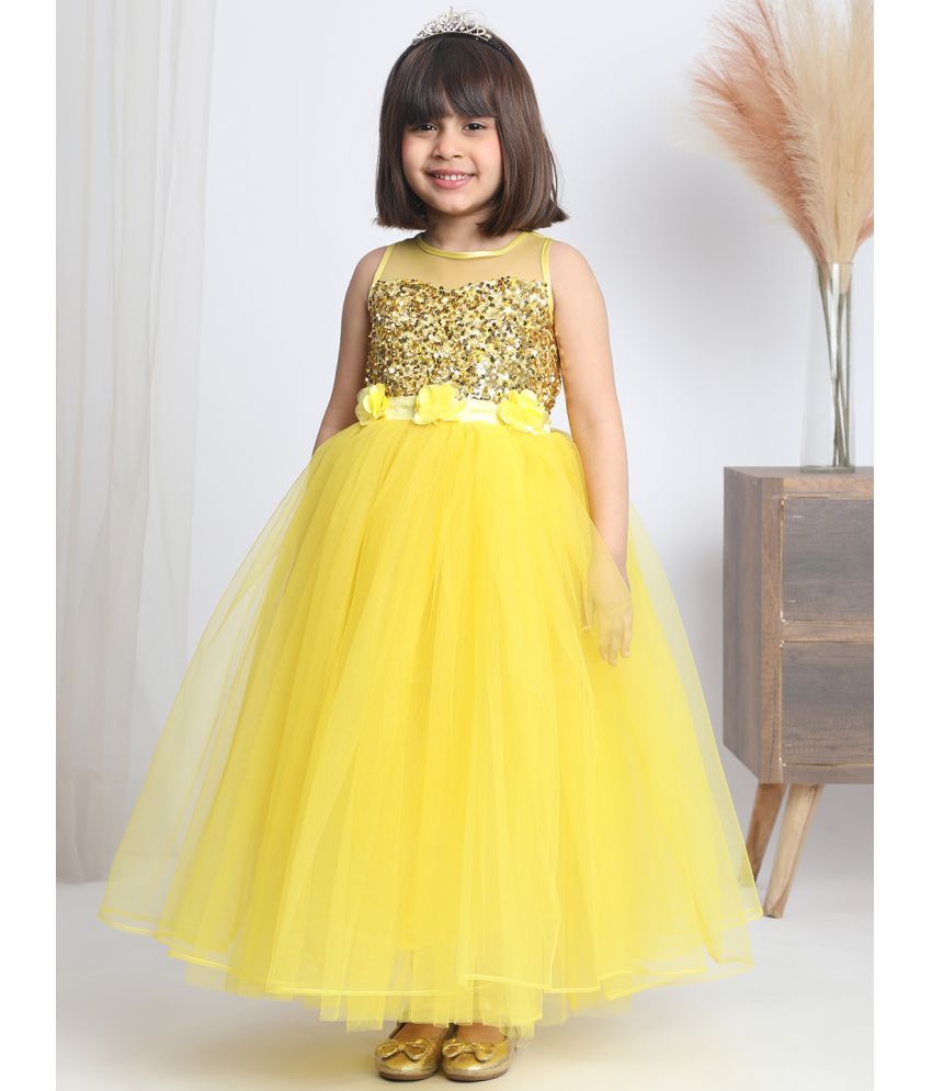     			Toy Balloon Kids Net Fit And Flare Dress For Girls ( Pack of 1 , Yellow )