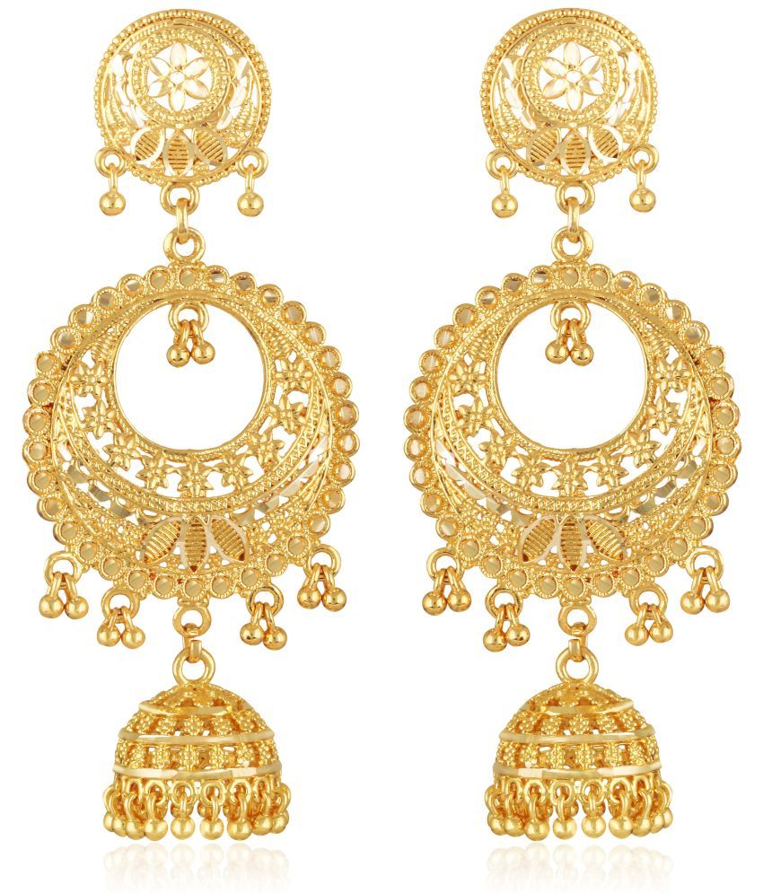     			VIVASTRI Golden Jhumki Earrings ( Pack of 1 )