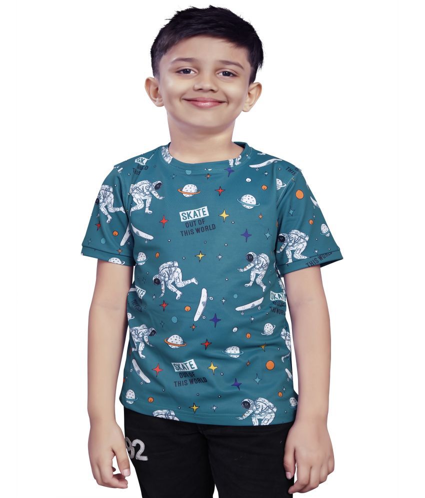     			WAO TRANDZ Blue Cotton Blend Boy's T-Shirt ( Pack of 1 )