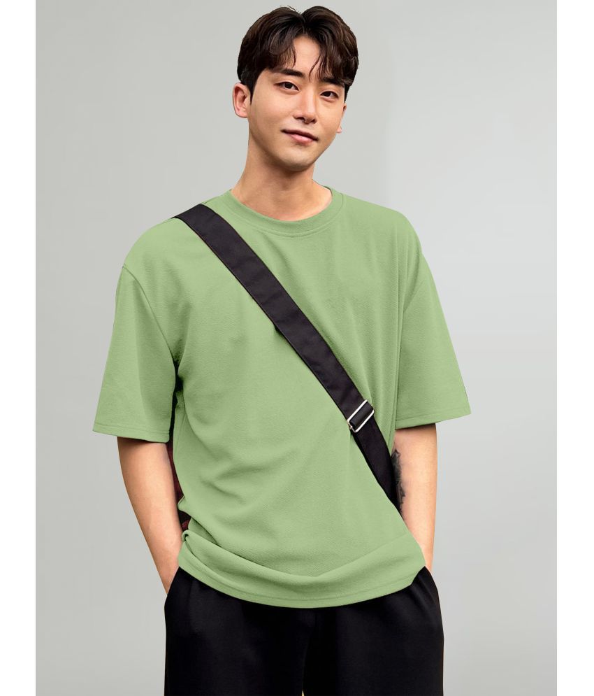     			happy khajana Polyester Oversized Fit Printed Half Sleeves Men's T-Shirt - Green ( Pack of 1 )