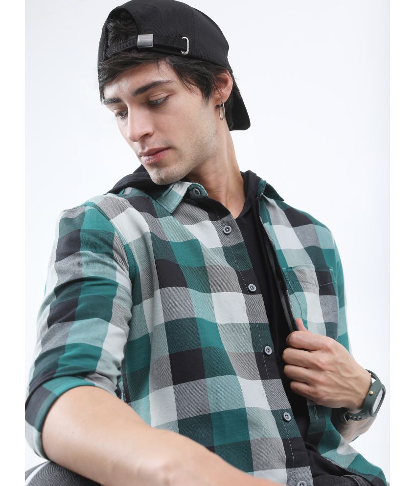     			Ketch Cotton Blend Slim Fit Checks Full Sleeves Men's Casual Shirt - Green ( Pack of 1 )