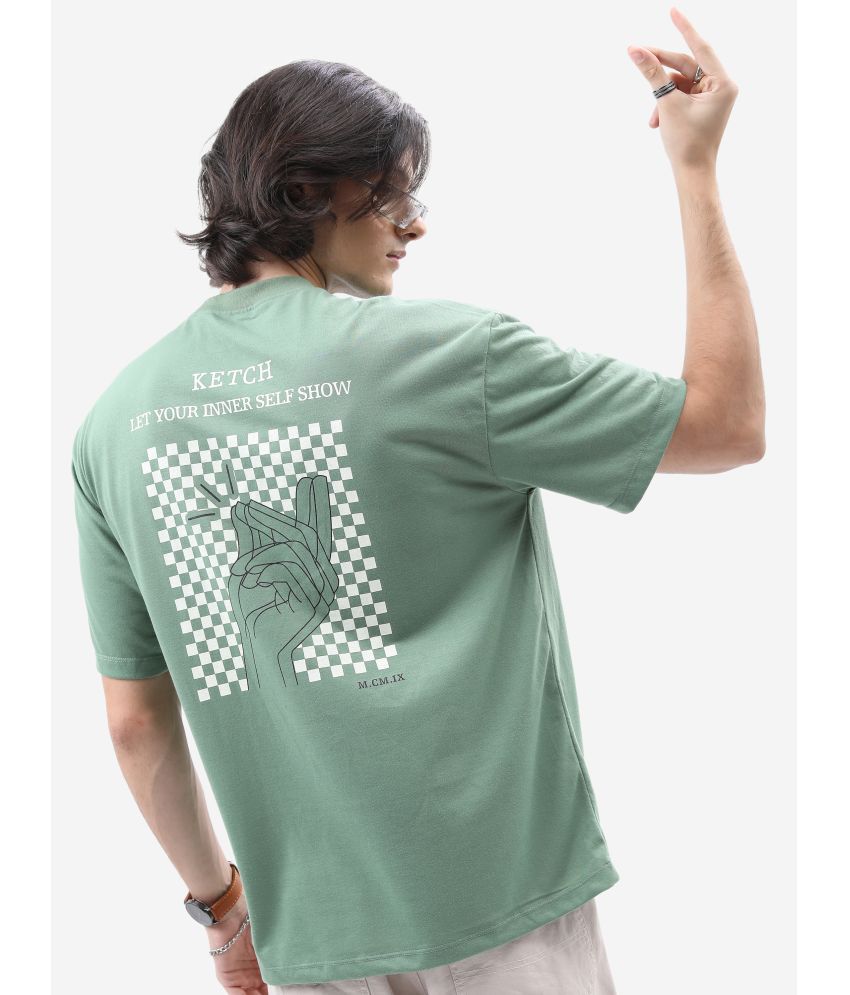     			Ketch Polyester Oversized Fit Printed Half Sleeves Men's T-Shirt - Green ( Pack of 1 )