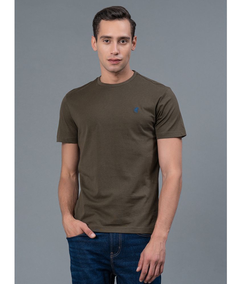     			Red Tape 100% Cotton Regular Fit Solid Half Sleeves Men's T-Shirt - Olive ( Pack of 1 )