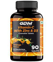 GDM NUTRACEUTICALS LLP Vitamin C with Zinc &amp; Vit. D3 Chewable 90 no.s Orange Minerals Tablets