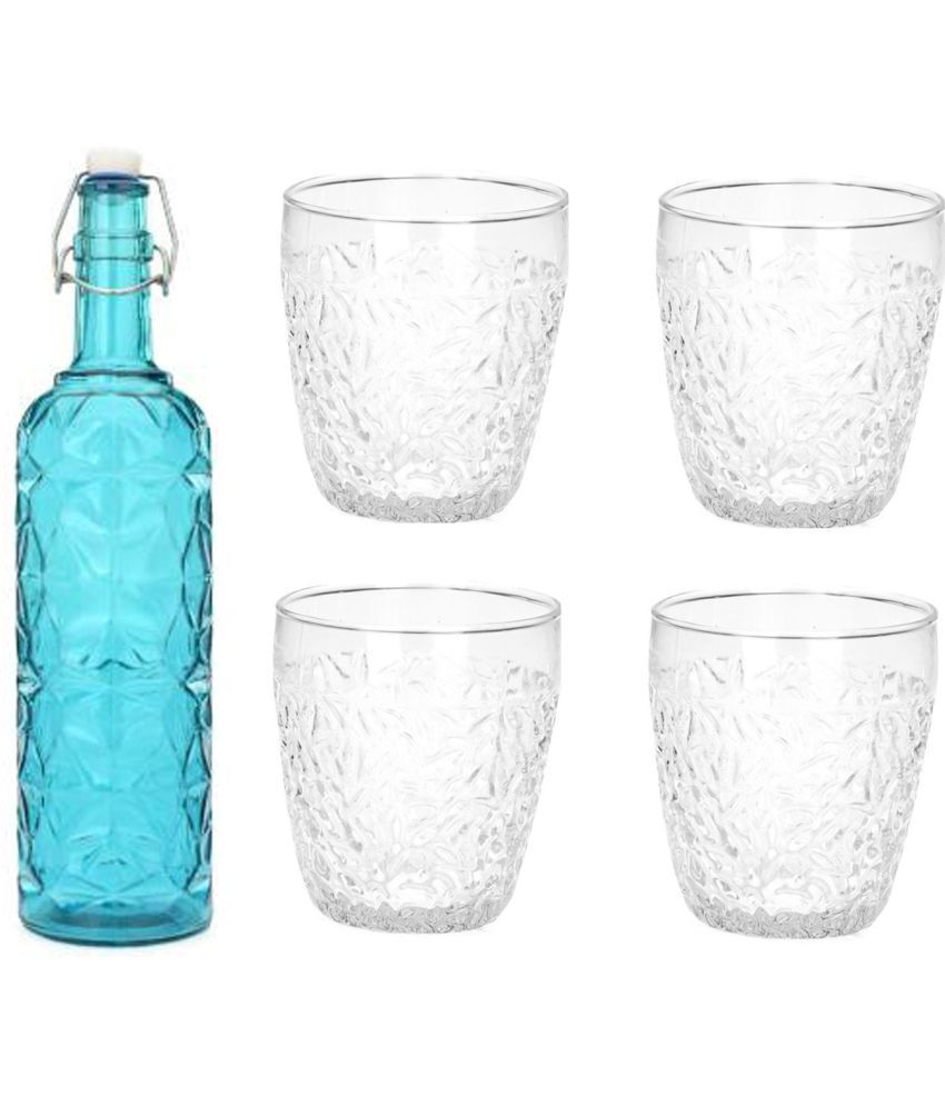     			AFAST Bottle Glass Blue Glass Water Bottle 1000 mL ( Set of 5 )