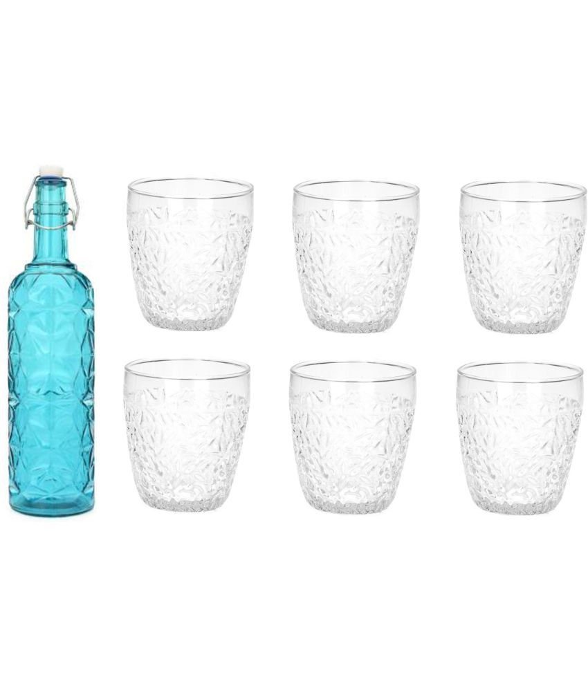     			AFAST Bottle Glass Blue Glass Water Bottle 1000 mL ( Set of 7 )