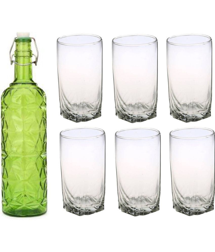     			AFAST Bottle Glass Green Glass Water Bottle 1000 mL ( Set of 7 )