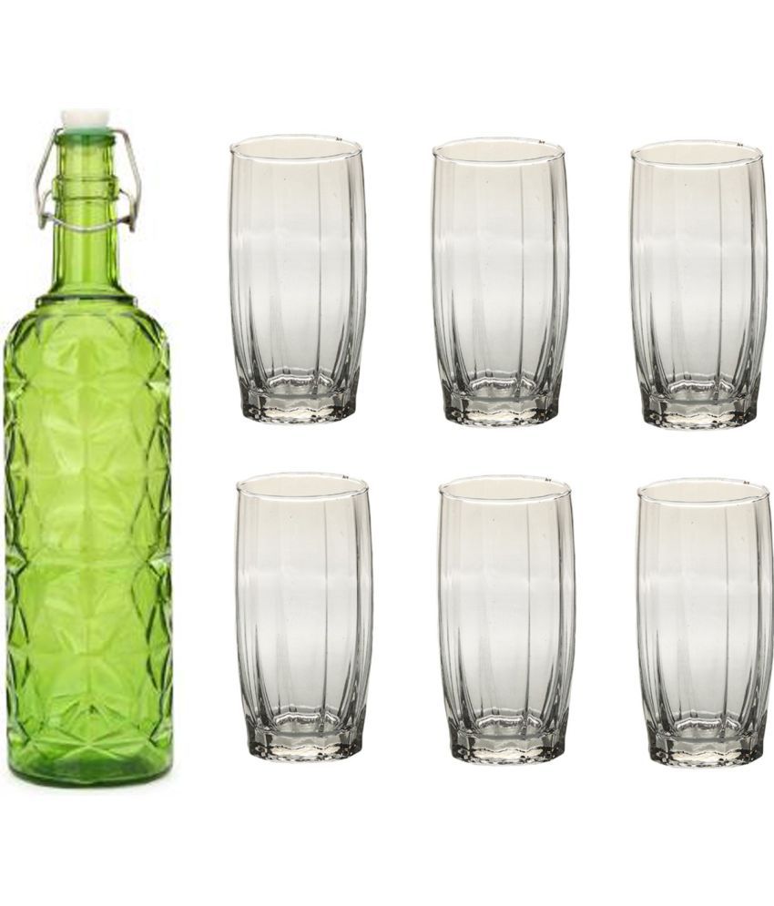     			AFAST Bottle Glass Green Glass Water Bottle 1000 mL ( Set of 7 )