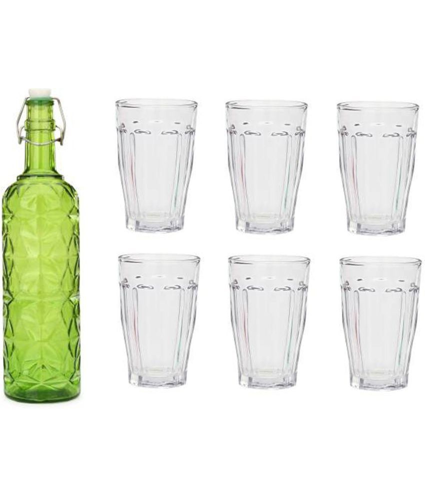     			AFAST Bottle Glass Green Glass Water Bottle 1000 mL ( Set of 7 )