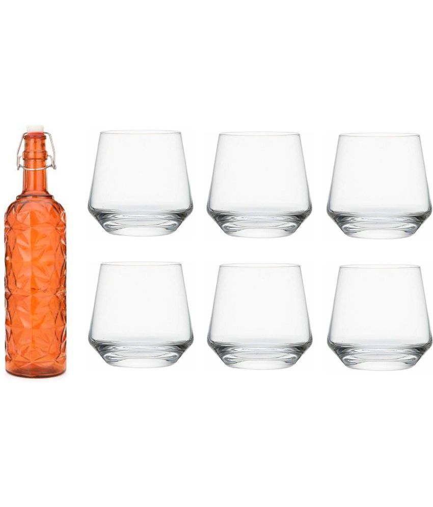     			AFAST Bottle Glass Orange Glass Water Bottle 1000 mL ( Set of 7 )