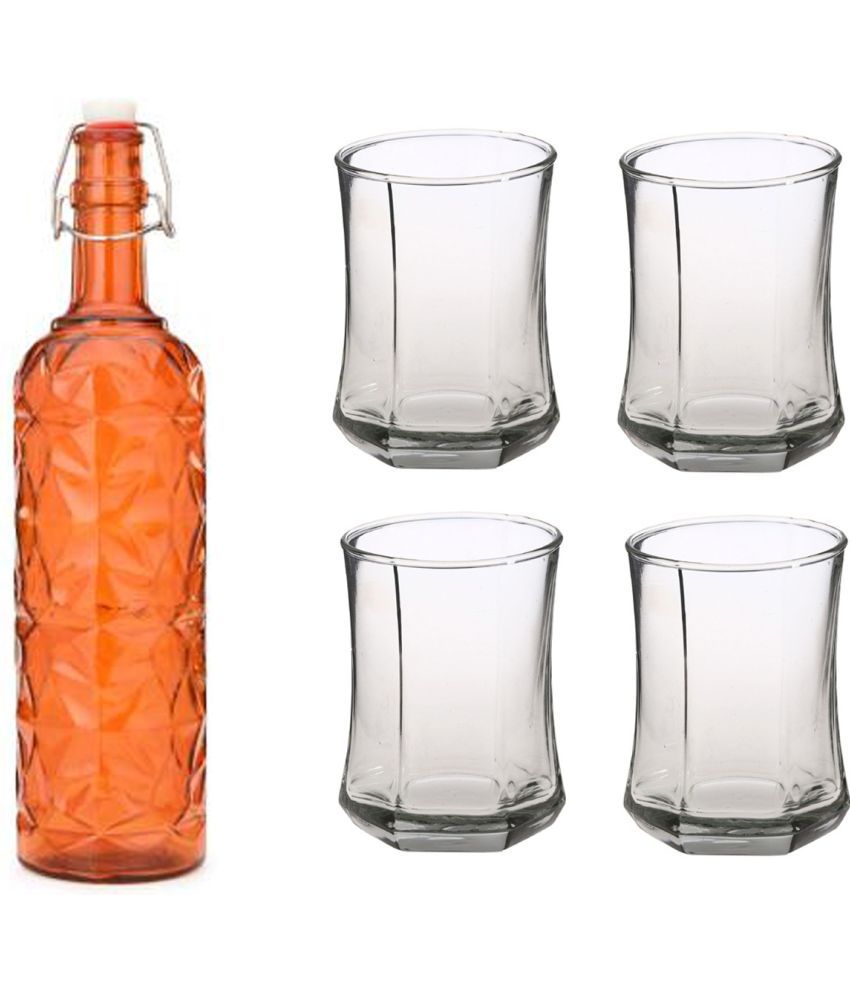     			AFAST Bottle Glass Orange Glass Water Bottle 1000 mL ( Set of 5 )