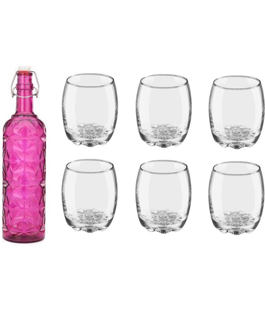     			AFAST Bottle Glass Pink Glass Water Bottle 1000 mL ( Set of 7 )