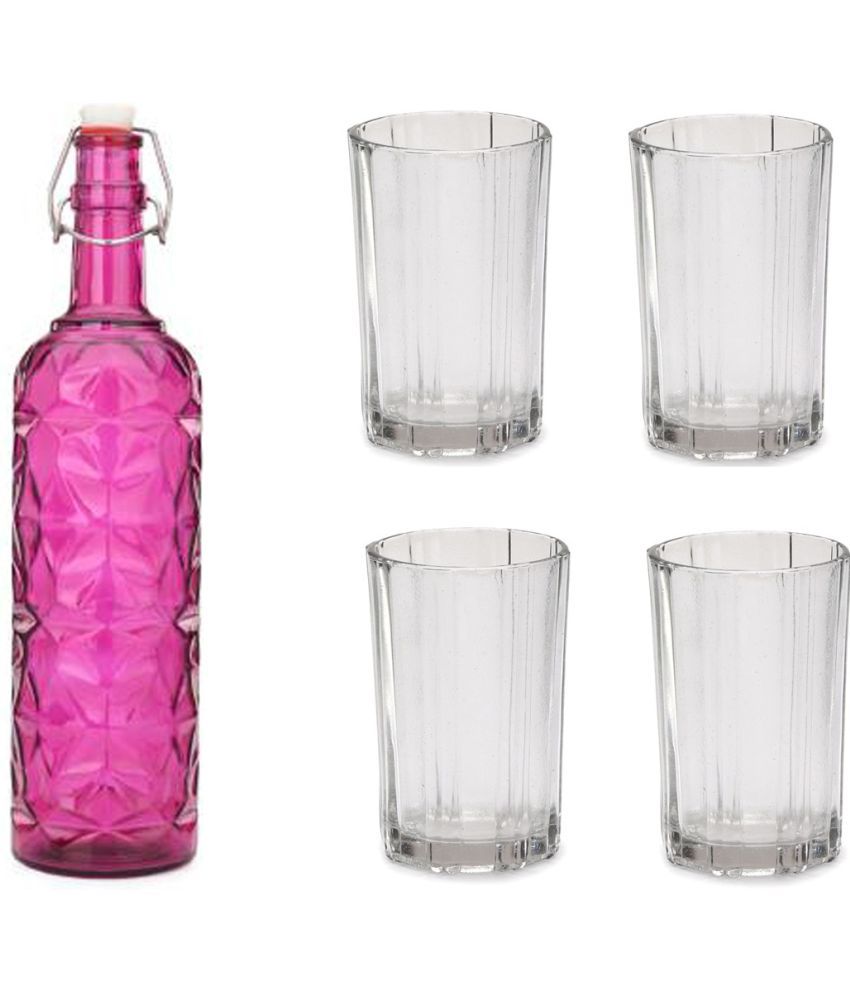     			AFAST Bottle Glass Pink Glass Water Bottle 1000 mL ( Set of 5 )