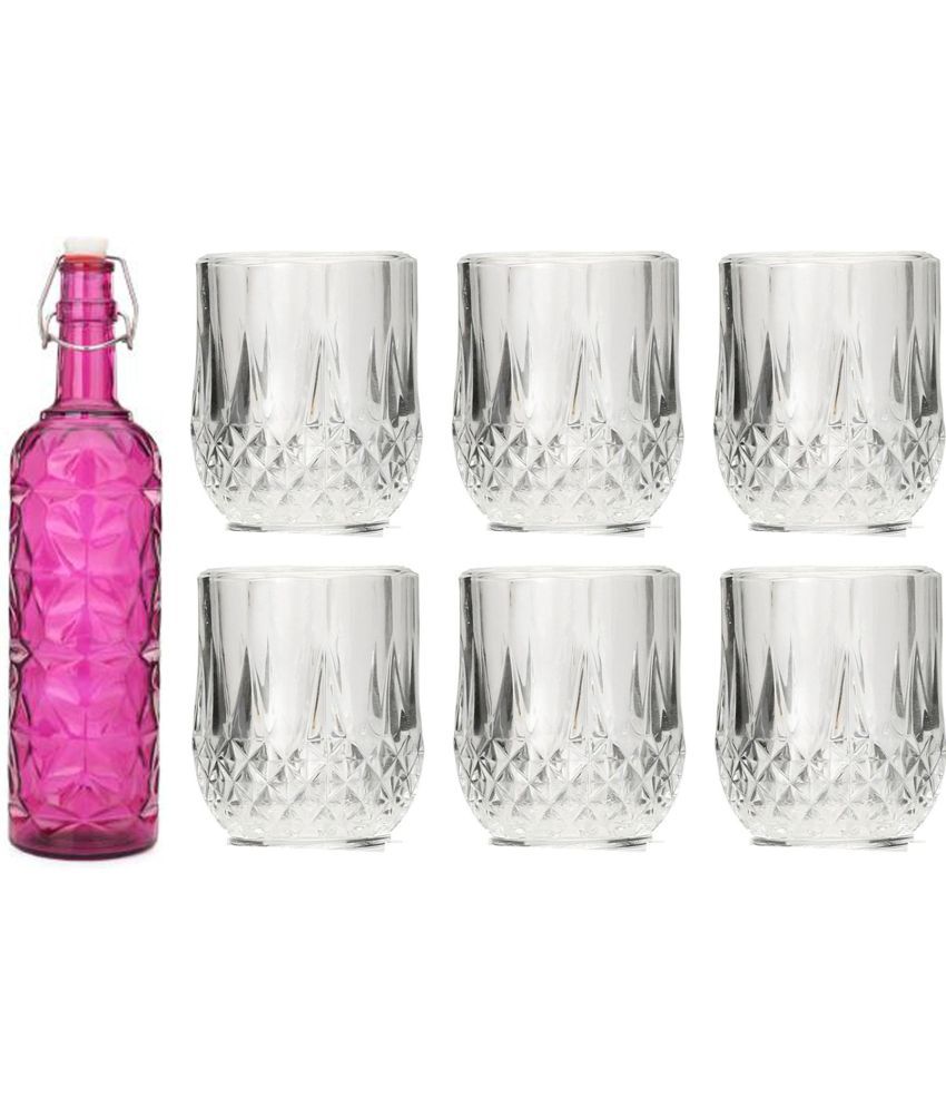     			AFAST Bottle Glass Pink Glass Water Bottle 1000 mL ( Set of 7 )