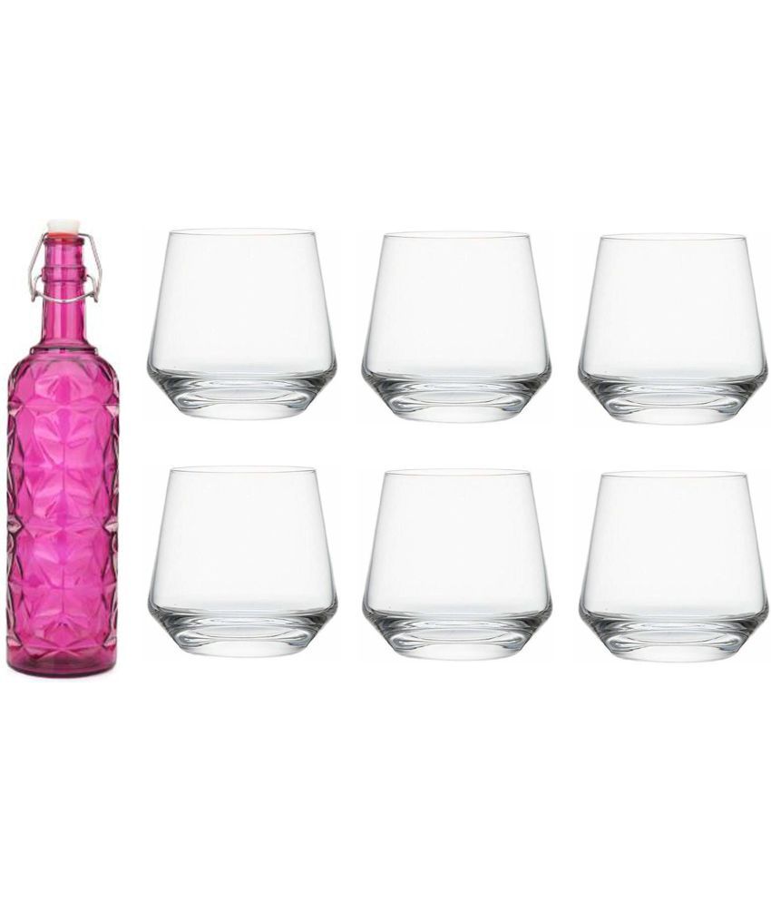     			AFAST Bottle Glass Pink Glass Water Bottle 1000 mL ( Set of 7 )