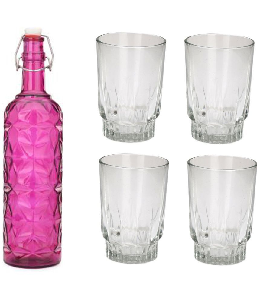     			AFAST Bottle Glass Pink Glass Water Bottle 1000 mL ( Set of 5 )