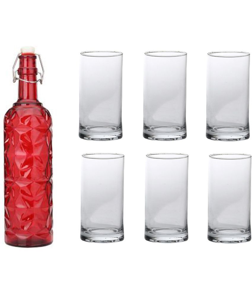     			AFAST Bottle Glass Red Glass Water Bottle 1000 mL ( Set of 7 )