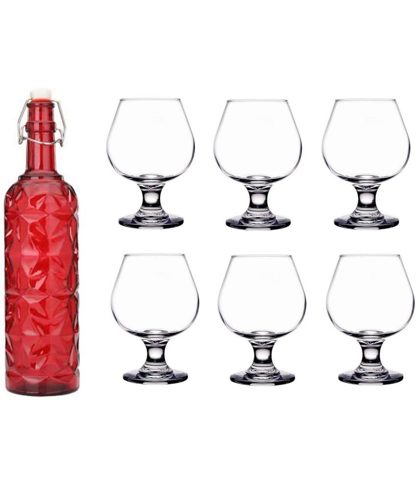     			AFAST Bottle Glass Red Glass Water Bottle 1000 mL ( Set of 7 )