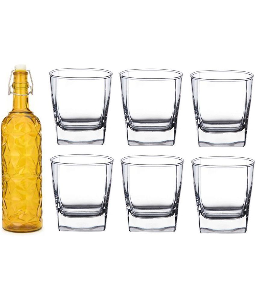     			AFAST Bottle Glass Yellow Glass Water Bottle 1000 mL ( Set of 7 )