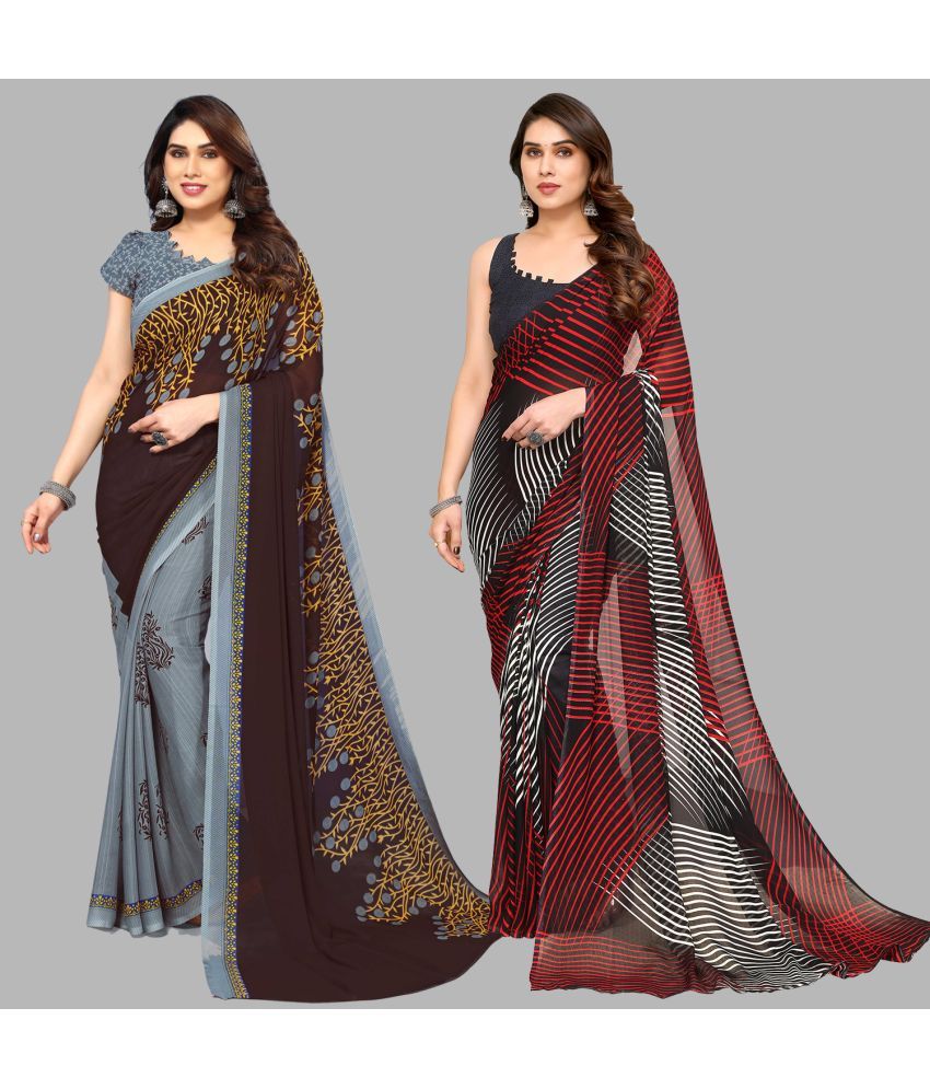     			ANAND SAREES Georgette Printed Saree With Blouse Piece - Multicolour ( Pack of 2 )