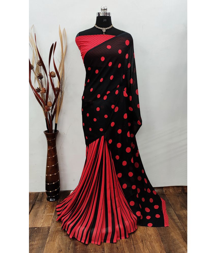     			ANAND SAREES Georgette Printed Saree With Blouse Piece - Red ( Pack of 1 )