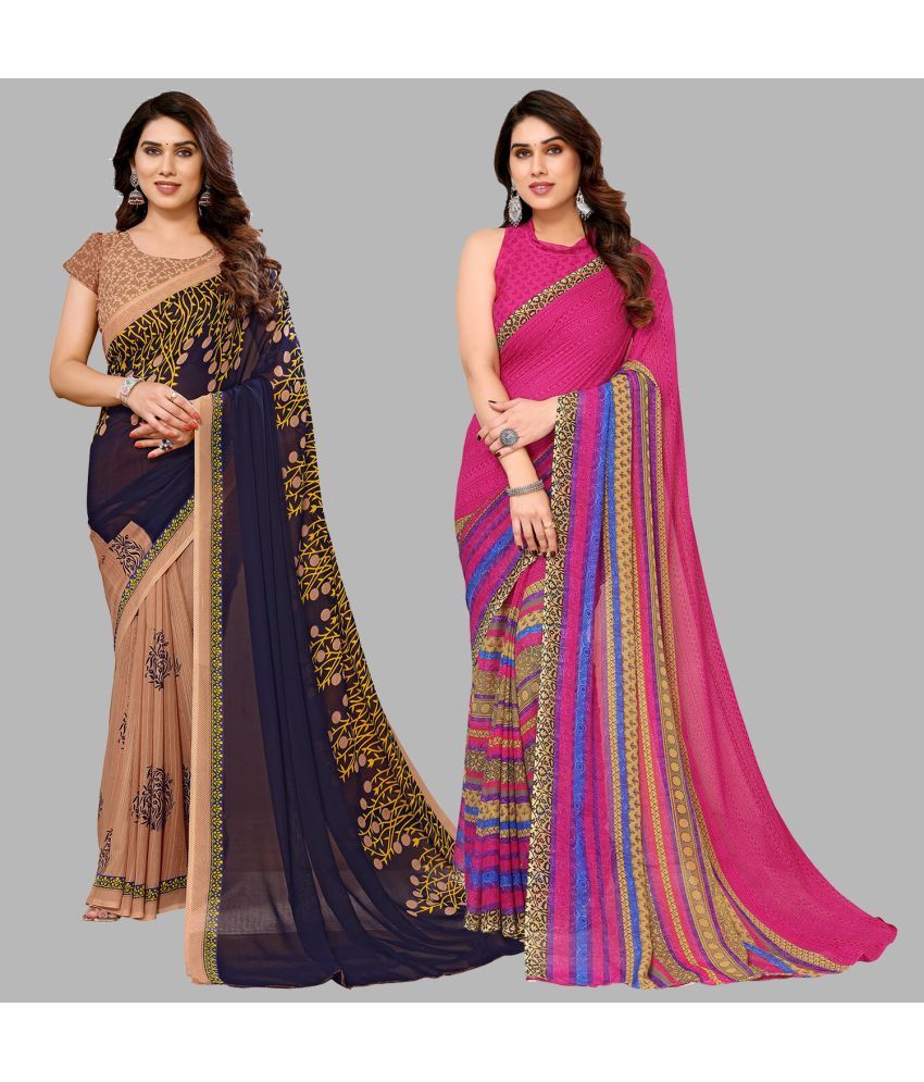     			ANAND SAREES Georgette Printed Saree With Blouse Piece - Multicolour ( Pack of 2 )