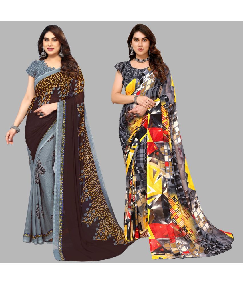     			ANAND SAREES Georgette Printed Saree With Blouse Piece - Multicolour ( Pack of 2 )