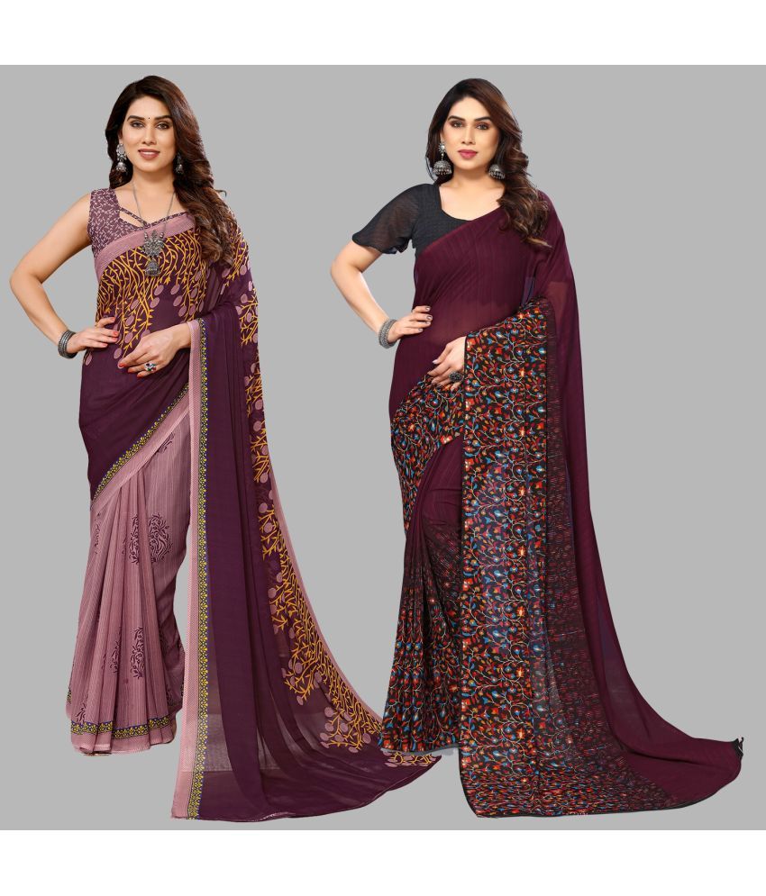     			ANAND SAREES Georgette Printed Saree With Blouse Piece - Multicolour ( Pack of 2 )