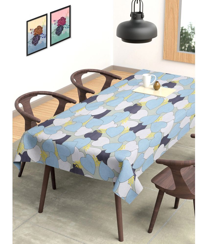     			FABINALIV Printed Cotton Blend 6 Seater Rectangle Table Cover ( 182 x 132 ) cm Pack of 1 Blue