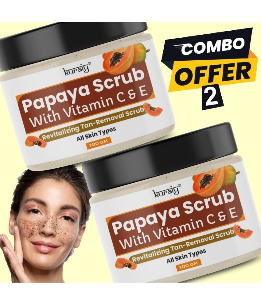     			KURAIY Papaya Tan Removal Face Scrub Suitable for All Skin Types 100g (Pack Of 2)