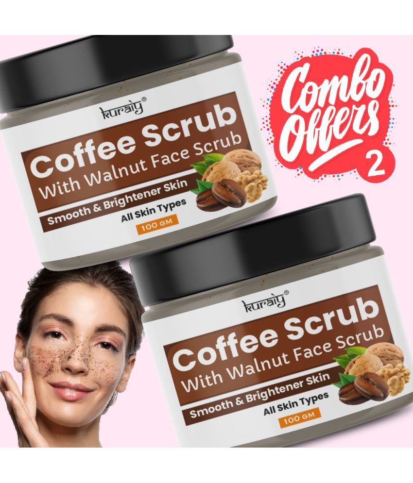     			KURAIY Coffee Smooth And Brighter Skin Face Scrub for All Skin Types 100g (Pack Of 2)