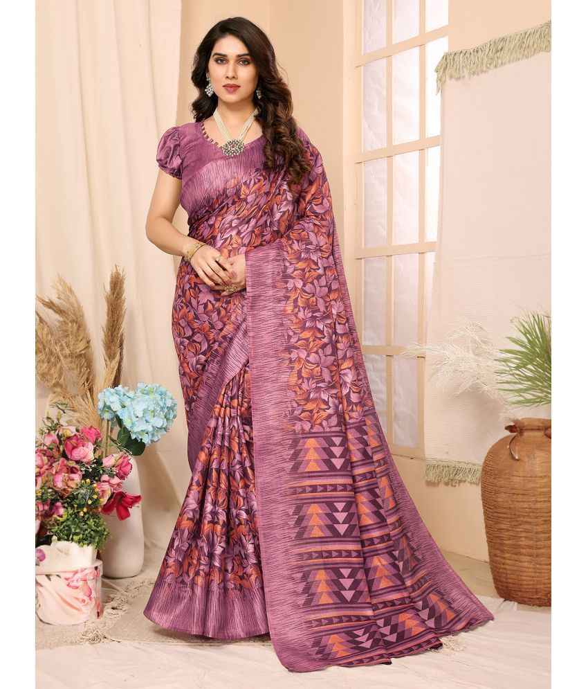     			Rangita Cotton Printed Saree With Blouse Piece - Pink ( Pack of 1 )