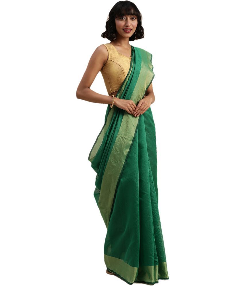     			Saadhvi Art Silk Printed Saree With Blouse Piece - Light Green ( Pack of 1 )