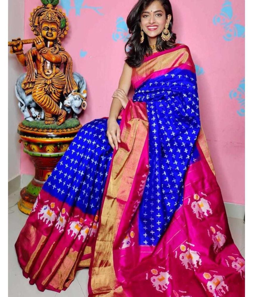     			Saadhvi Art Silk Printed Saree With Blouse Piece - Pink ( Pack of 1 )