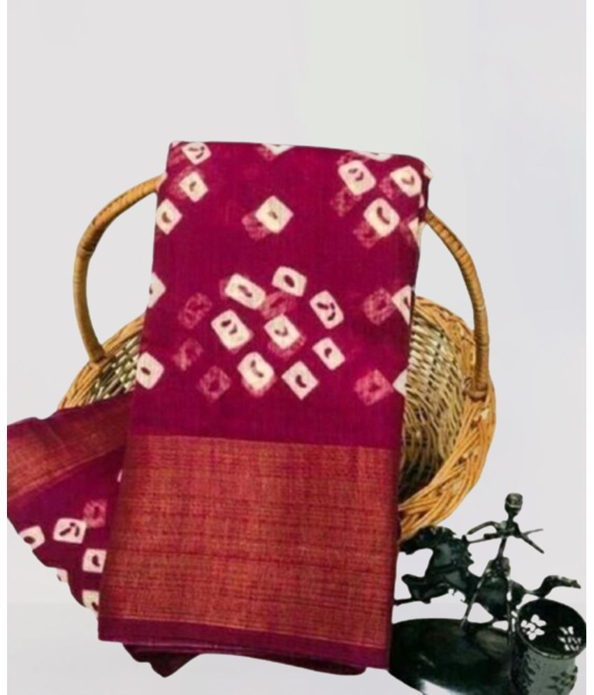     			Saadhvi Cotton Printed Saree With Blouse Piece - Purple ( Pack of 1 )