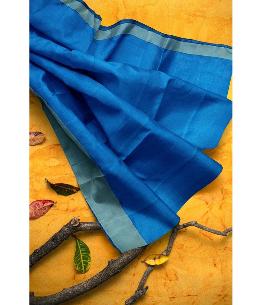     			Saadhvi Cotton Silk Printed Saree With Blouse Piece - Blue ( Pack of 1 )