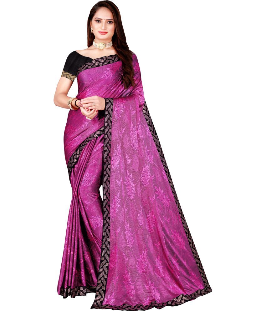     			Saadhvi Lycra Printed Saree With Blouse Piece - Pink ( Pack of 1 )