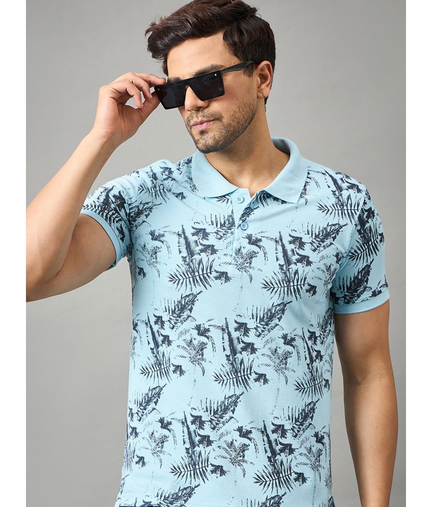     			zigo Cotton Blend Regular Fit Printed Half Sleeves Men's Polo T Shirt - Aqua ( Pack of 1 )